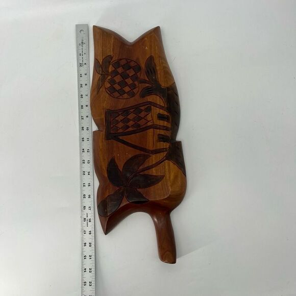 Hand Carved‎ Mahogany Wood Art Centerpiece or Charcuterie Board - Picture 3 of 4